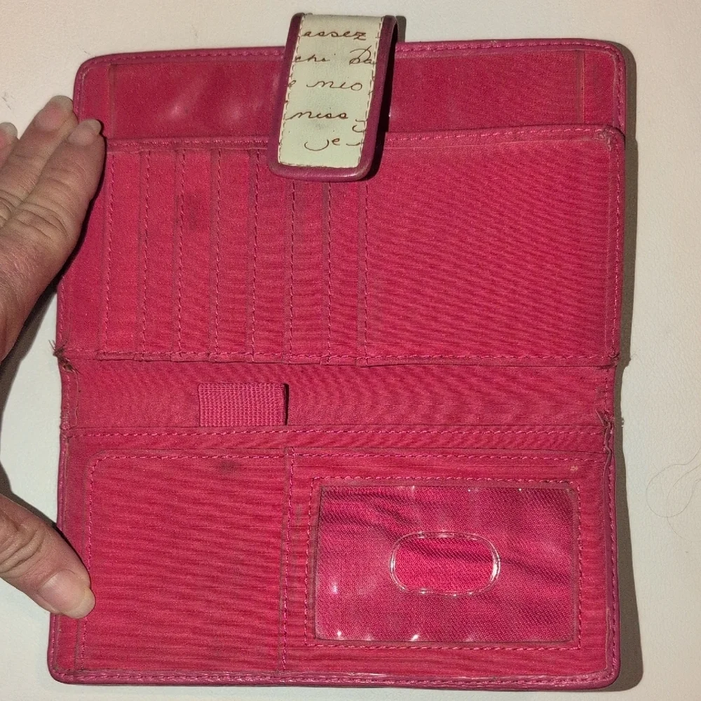 Fossil Pink and Cream Heart Wallet